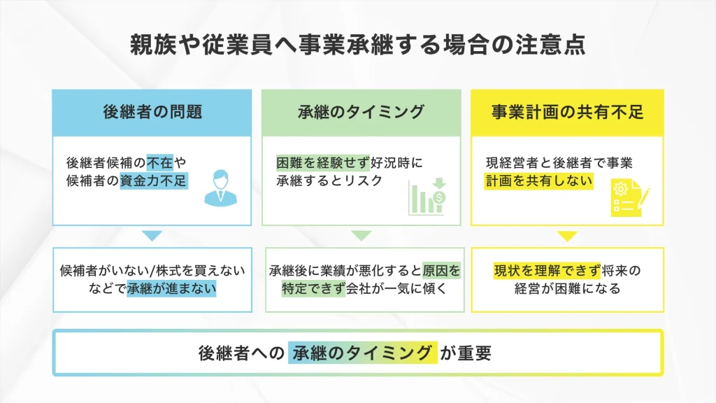 親族承継・親族外承継（従業員承継）の注意点