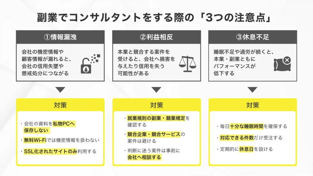 副業でコンサルタントをする際の「3つの注意点」